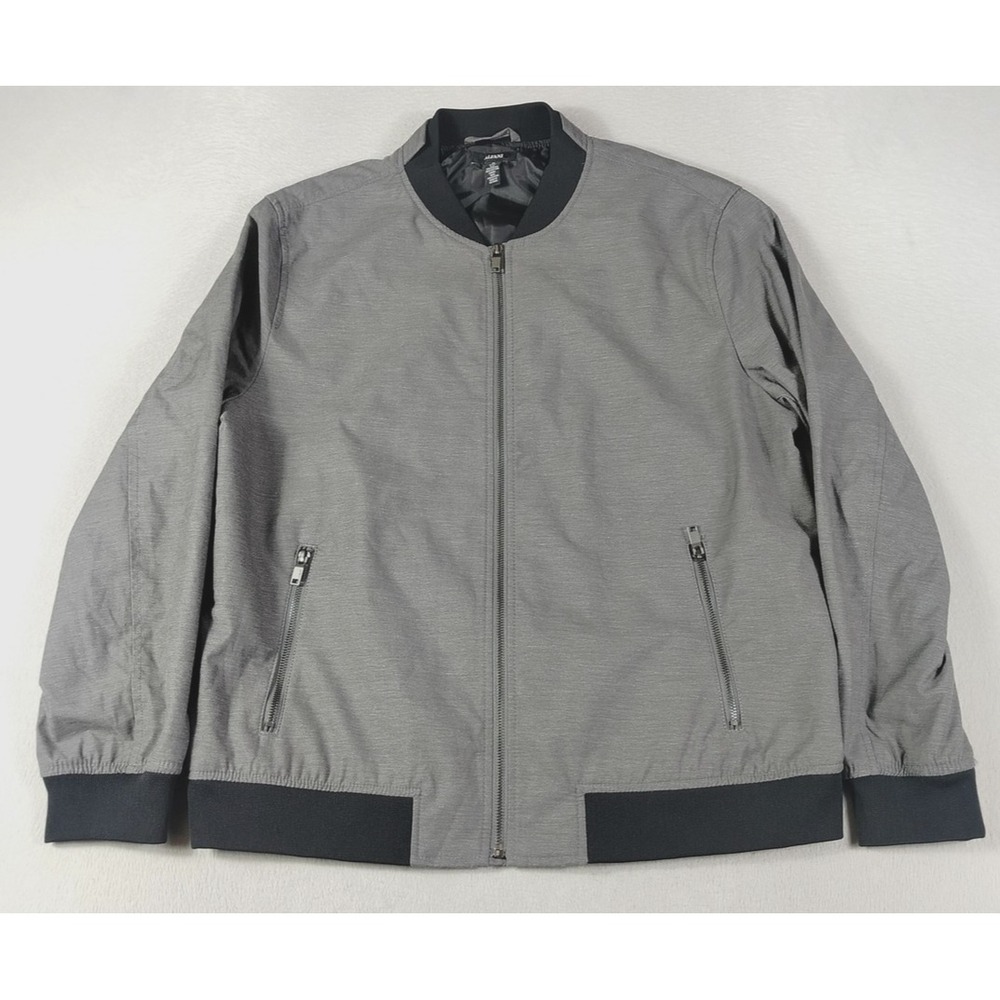 Alfani Jacket Mens XL Gray Bomber Lightweight Microfiber Full Zip Lined Casual